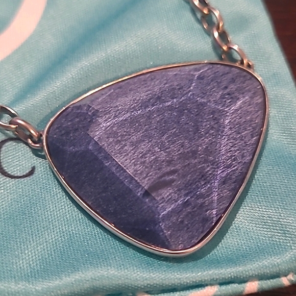 NWT Kendra Scott McKenna rhodium plated necklace lapis beautiful blue statement! - Picture 1 of 11